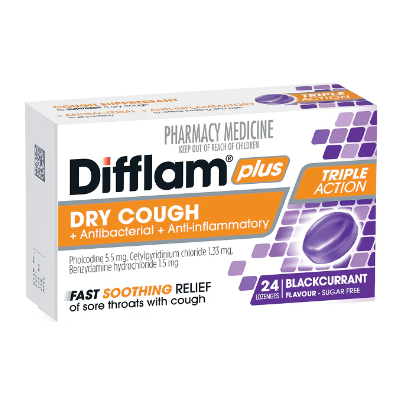 DIFFLAM Cough Loz B/currant S/F 24s