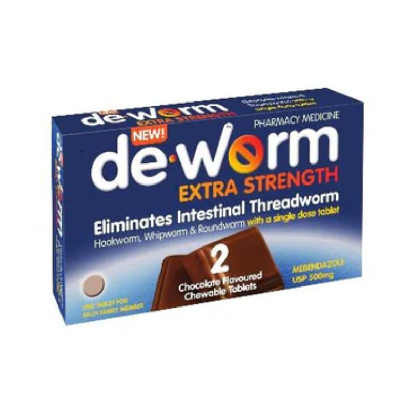 DE-WORM Extra Str 500mg Choc Chew 2s