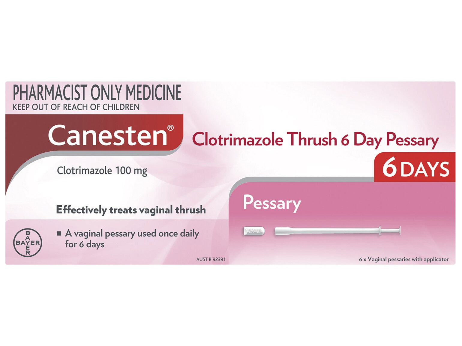 CANESTEN 6D Vaginal Pessary 1% 100mg