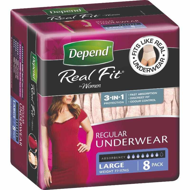 DEPEND REALFIT LGE Womens 8pk