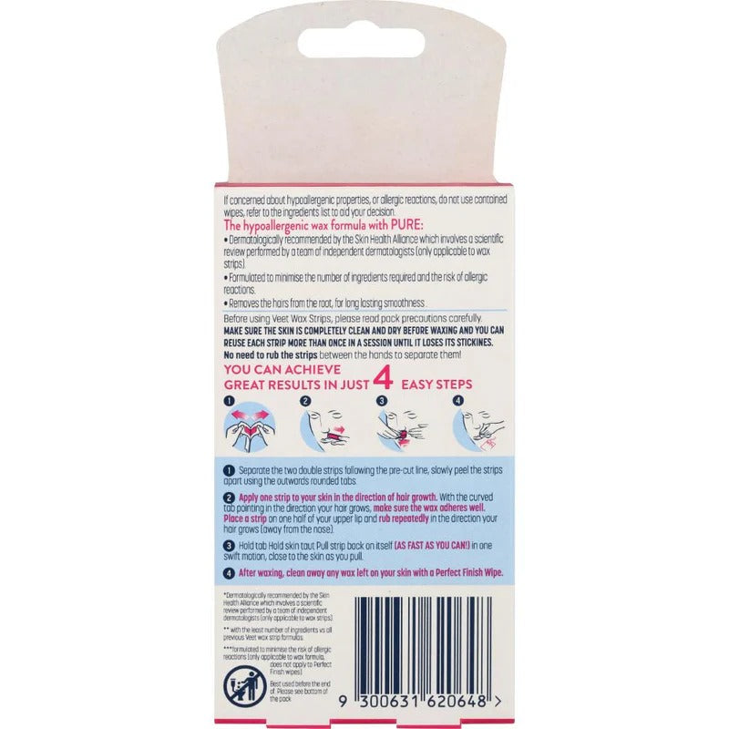 VEET Pure Cold Wax Strips Face 20s