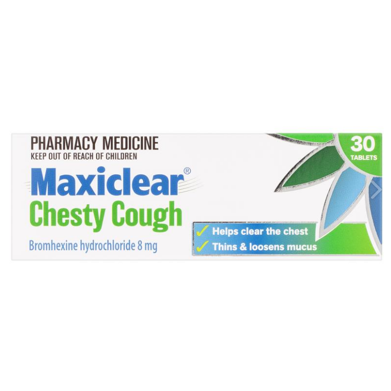 MAXICLEAR Chesty Cough 8mg Tabs 30s
