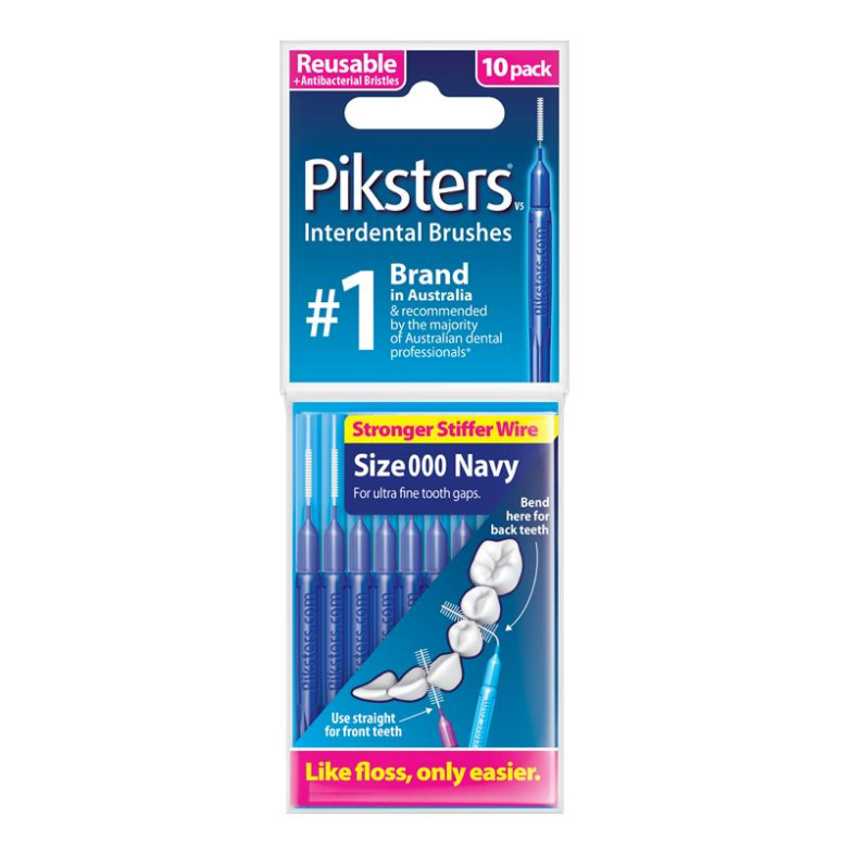 Piksters Interdental Brushes Size 000 Navy Blue 10 Pack