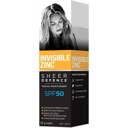 INVISIBLE ZINC Sheer Defence Facial Moisturiser SPF50 50g
