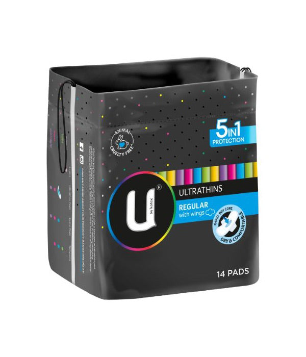 U BY KOTEX Pads U/Thin Wing Reg 14pk