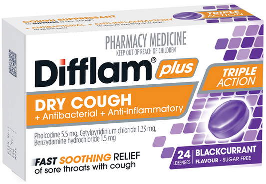 DIFFLAM Cough Loz B/currant S/F 24s