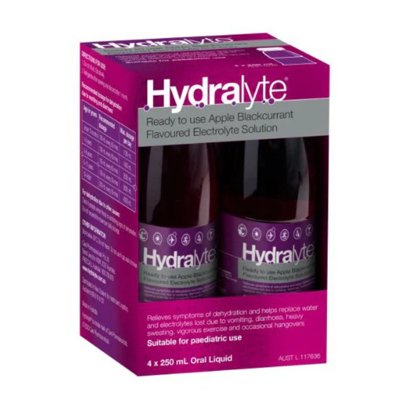 Hydralyte Liq Apl&B/Currnt 250ml 4pk