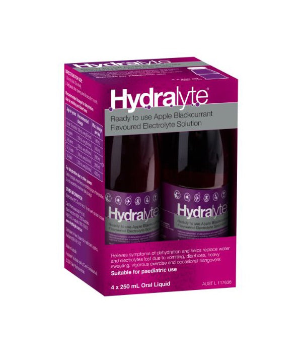 Hydralyte Liq Apl&B/Currnt 250ml 4pk