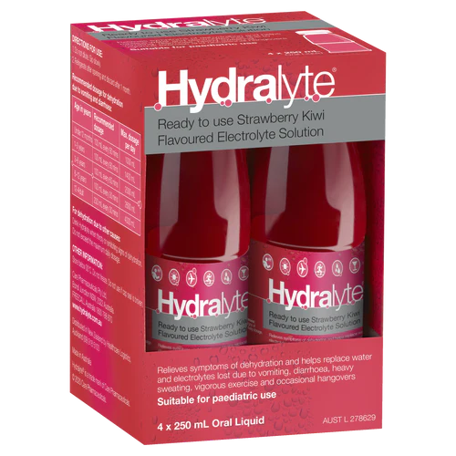 Hydralyte Liq Strawb Kiwi 250ml 4pk