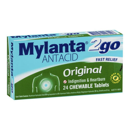 MYLANTA 2Go Antacid Org Tab L/Mnt24s