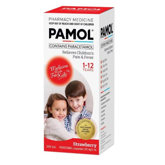 Pamol All Ages Strawberry Col/Free 200ml