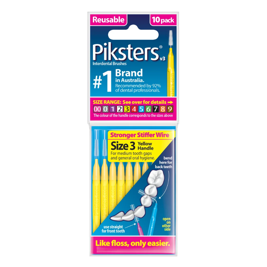 Piksters Interdental Brushes Size 3 Yellow 10pk