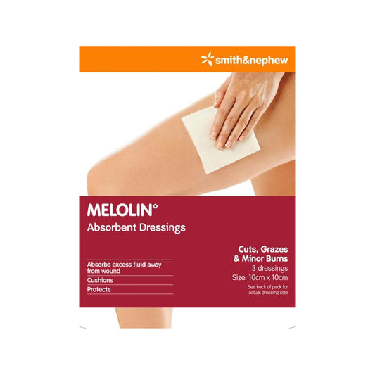 MELOLIN Abs. Dressing 10x10cm 3pk